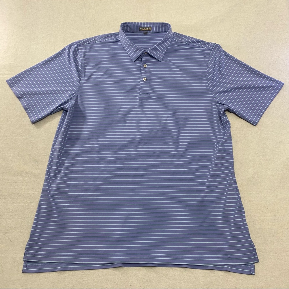 Peter Millar Summer Comfort Golf Polo Shirt Mens XLT Striped Performance Blue